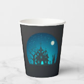 Beängstigendes und lustiges blaues und schwarzes S Pappbecher (Rückseite)