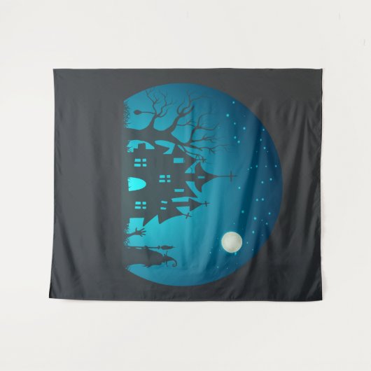 Beängstigendes und lustiges blaues und schwarzes S Wandteppich (Vorderseite (Horizontal))