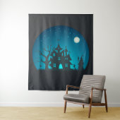 Beängstigendes und lustiges blaues und schwarzes S Wandteppich (Beispiel)