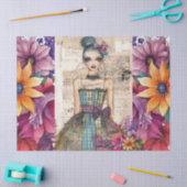 Beängstigendes Vintages Blumenkleid Ephemera Seidenpapier (Basteln)