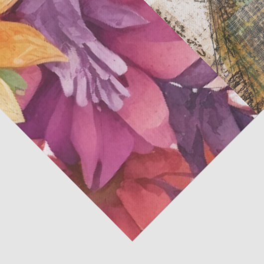 Beängstigendes Vintages Blumenkleid Ephemera Seidenpapier (Detail)