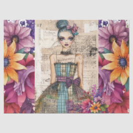 Beängstigendes Vintages Blumenkleid Ephemera Seidenpapier