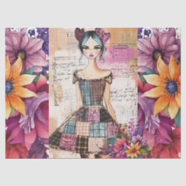 Beängstigendes Vintages Blumenkleid Ephemera Seidenpapier