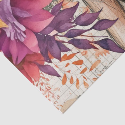 Beängstigendes Vintages Blumenkleid Ephemera Seidenpapier (Detail)