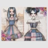 Beängstigendes Vintages Blumenkleid Ephemera Seidenpapier (Vorderseite)