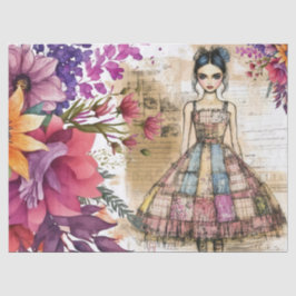 Beängstigendes Vintages Blumenkleid Ephemera Seidenpapier