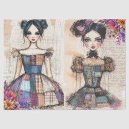 Beängstigendes Vintages Blumenkleid Ephemera Seidenpapier