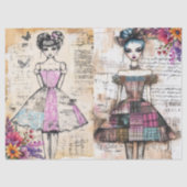 Beängstigendes Vintages Blumenkleid Ephemera Seidenpapier (Vorderseite)