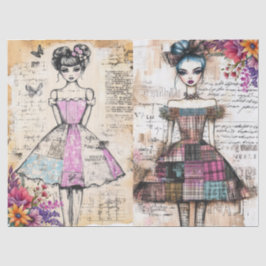 Beängstigendes Vintages Blumenkleid Ephemera Seidenpapier