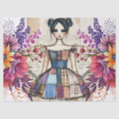 Beängstigendes Vintages Blumenkleid Ephemera Seidenpapier (Vorderseite)