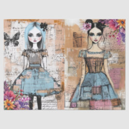 Beängstigendes Vintages Blumenkleid Ephemera Seidenpapier