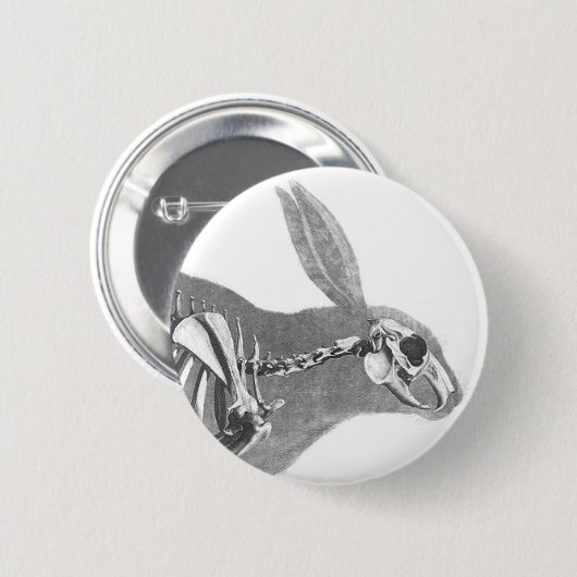 Beängstigendes Vintages Hasen-Skelett Button (Vorne & Hinten)
