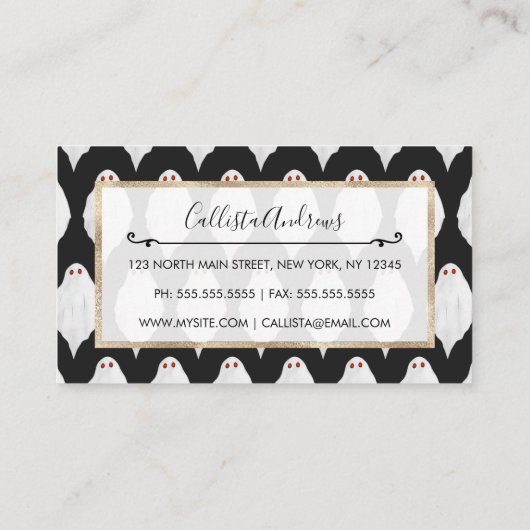 Beängstigendes Weißes Halloween-Ghosts Wasserfarbe Visitenkarte (Rückseite)