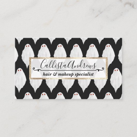 Beängstigendes Weißes Halloween-Ghosts Wasserfarbe Visitenkarte (Vorderseite)