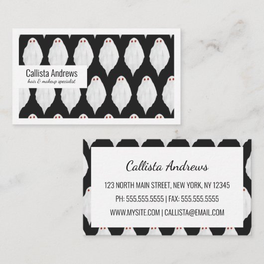 Beängstigendes Weißes Halloween-Ghosts Wasserfarbe Visitenkarte (Vorne/Hinten)