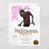 Beängstigendes Zombie Pink Lightning Ghost-Hallowe Einladung (Vorne/Hinten)