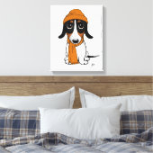 Beanie Dog | Niedliche Dackel Piebald Leinwanddruck (Insitu (Schlafzimmer))