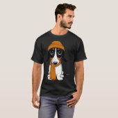 Beanie Dog - Piebald Dackel - Niedlicher Hipster T-Shirt (Vorne ganz)