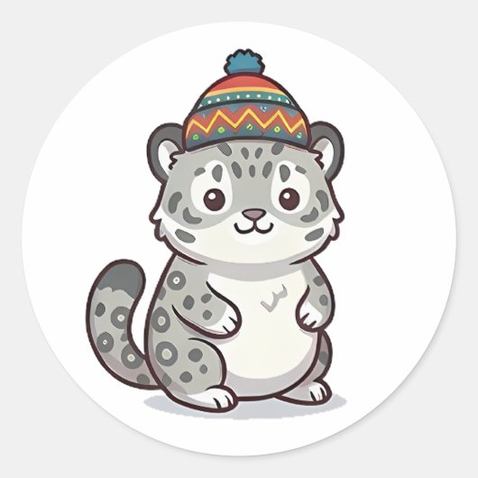 Beanie Leopard Runder Aufkleber (Vorderseite)