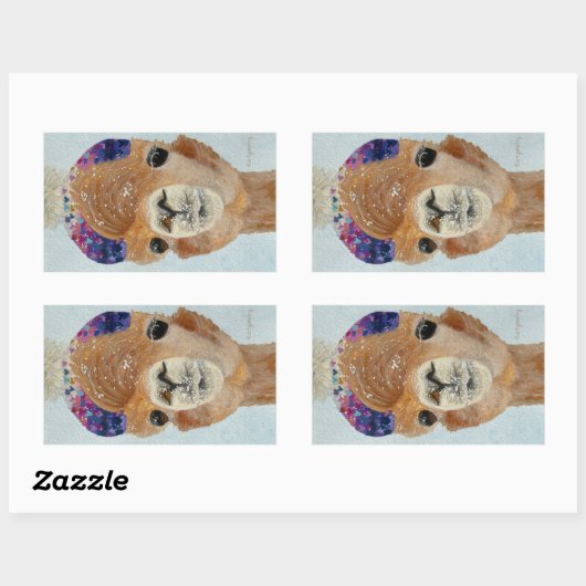 Beanie Llama Rechteckiger Aufkleber (Blatt)