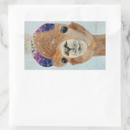 Beanie Llama Rechteckiger Aufkleber (Tasche)