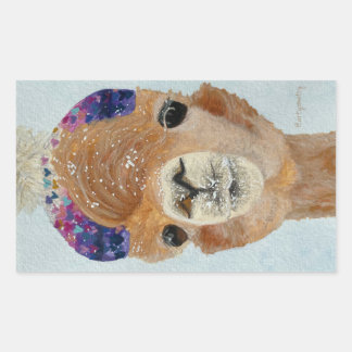 Beanie Llama Rechteckiger Aufkleber