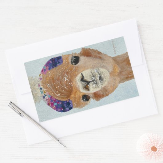 Beanie Llama Rechteckiger Aufkleber (Umschlag)