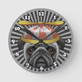 Beanie Mops Runde Wanduhr (Vorderseite)