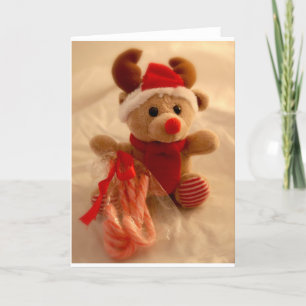 Beanie reindeer & candy cane feiertagskarte