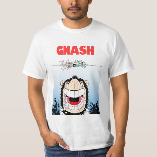 Beano Gnasher Jaws parody Herren T - Shirt (Vorderseite)