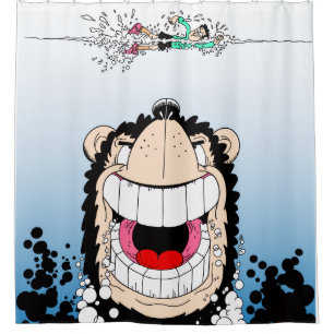 Beano Gnasher Parodie Duschvorhang "Jaws" 🚿
