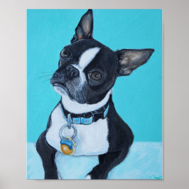 Beans the Boston Terrier Painting Poster