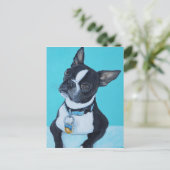 Beans the Boston Terrier Painting Postkarte (Stehend Vorderseite)