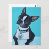 Beans the Boston Terrier Painting Postkarte (Vorne/Hinten)