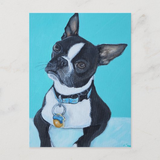 Beans the Boston Terrier Painting Postkarte (Vorderseite)
