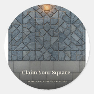 "Beanspruche dein Quadrat" Mosaik-Wand-T-Shirt Runder Aufkleber