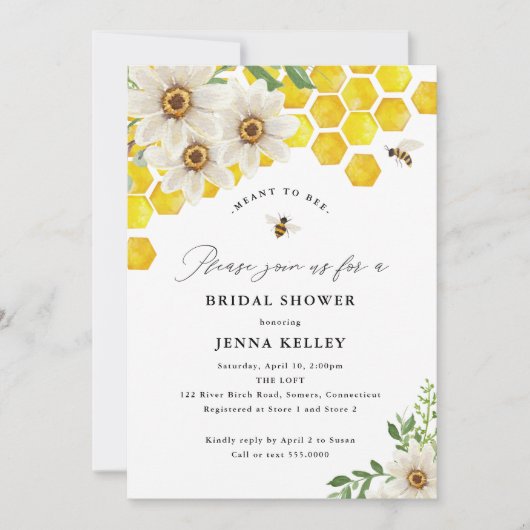 Beant to Bee, Honey Bee and Daisies Brautparty Einladung (Vorderseite)