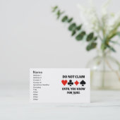 Beantragen Sie nicht, bis Sie sicher Bescheid wiss Visitenkarte (Stehend Vorderseite)