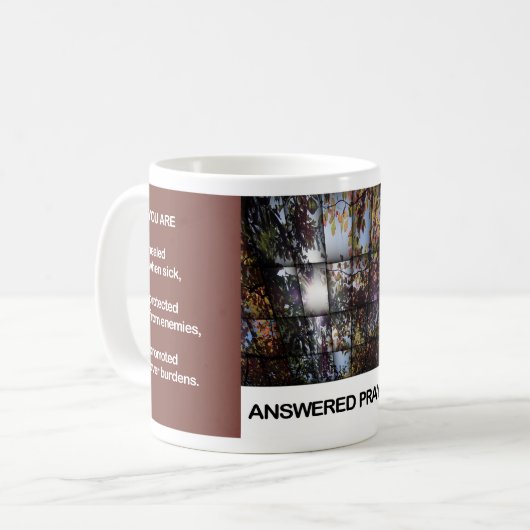 Beantwortete Gebets-Tasse Kaffeetasse (Vorderseite Links)