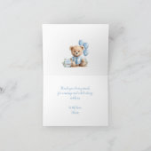 Bear 1. Geburtstag Blue Number Balloons Teddy Bear Dankeskarte (Innenseite)