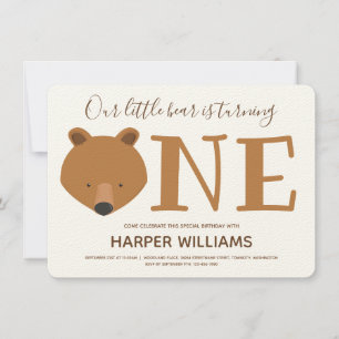 Bear 1. Geburtstag Party Einladung