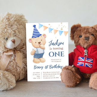Bear 1. Geburtstag Teddybär Party einladen Einladung