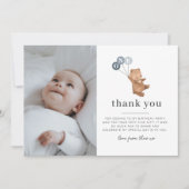 Bear 3 Blue Balloons Foto Danke, Card Einladung (Vorderseite)