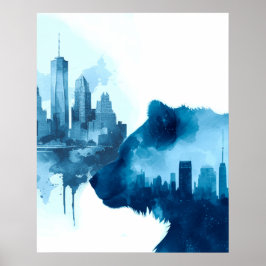 Bear Abstrakt Watercolor Art Poster