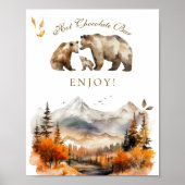 Bear Adventure Fall Mountain Baby Dusche Bar Poster (Vorne)