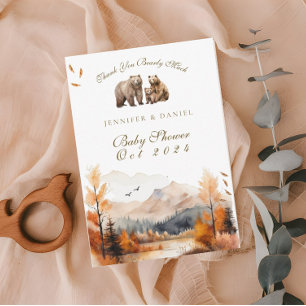 Bear Adventure Fall Mountains Neutrale Babydusche Dankeskarte