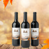 Bear Adventure Fall Mountains Neutrale Babydusche Weinetikett