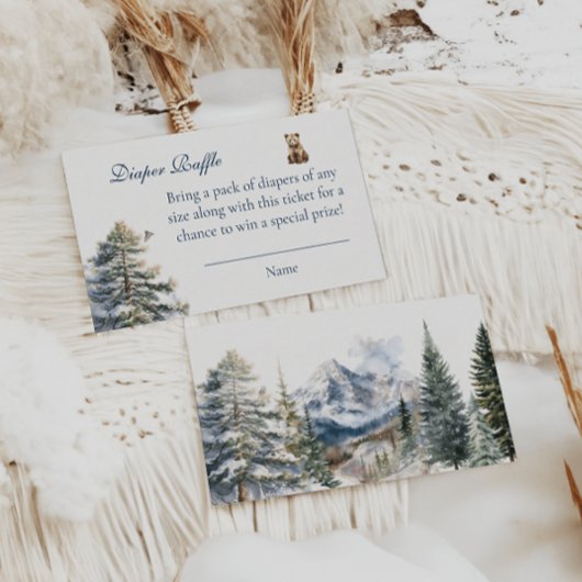 Bear Adventure Snow Mountain Bärendiaper Raffle Begleitkarte