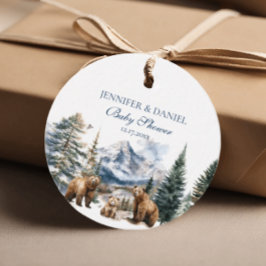 Bear Adventure Snow Mountain Winter Baby Dusche Geschenkanhänger