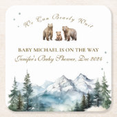 Bear Adventure Snowy Mountains Kinderdusche Rechteckiger Pappuntersetzer (Vorderseite)